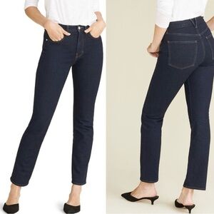 Veronica Beard Ryleigh slim straight high waist dark wash jeans ankle size 4